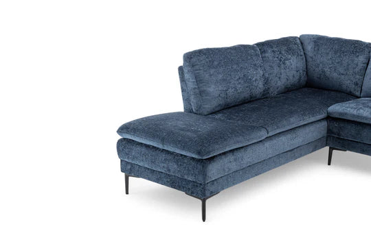 Textured Chenille Blue Left Hand Facing Corner Sofa SCALO