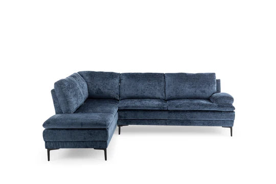 Textured Chenille Blue Left Hand Facing Corner Sofa SCALO