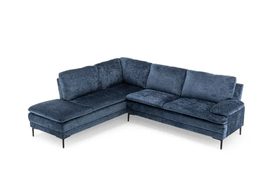 Textured Chenille Blue Left Hand Facing Corner Sofa SCALO