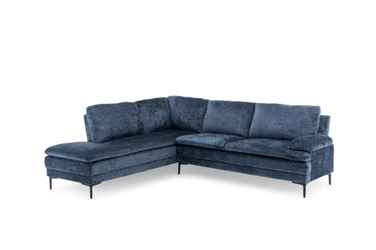 Textured Chenille Blue Left Hand Facing Corner Sofa SCALO