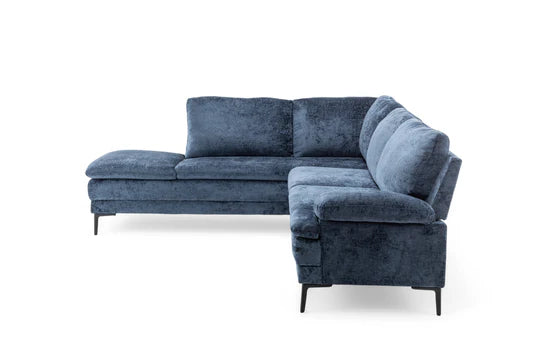 Textured Chenille Blue Left Hand Facing Corner Sofa SCALO