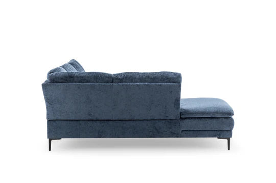 Textured Chenille Blue Left Hand Facing Corner Sofa SCALO