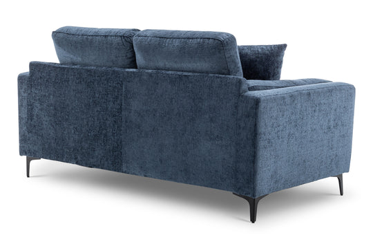 Textured Chenille Blue 2 Seater Sofa QUARTIERE