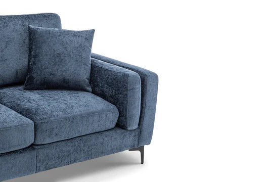 Textured Chenille Blue 2 Seater Sofa QUARTIERE
