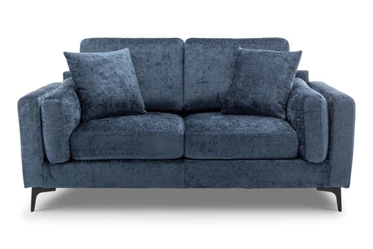 Textured Chenille Blue 2 Seater Sofa QUARTIERE