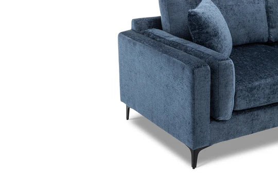 Textured Chenille Blue 3 Seater Sofa QUARTIERE