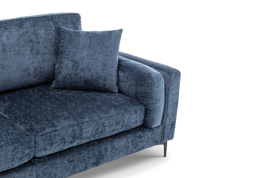 Textured Chenille Blue 3 Seater Sofa QUARTIERE