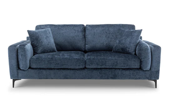 Textured Chenille Blue 3 Seater Sofa QUARTIERE