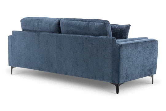 Textured Chenille Blue 3 Seater Sofa QUARTIERE