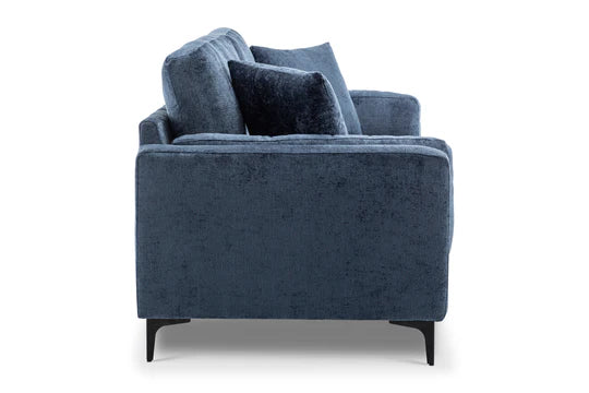 Textured Chenille Blue 3 Seater Sofa QUARTIERE