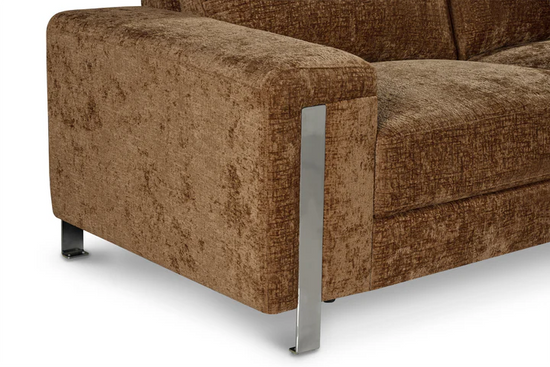 Textured Chenille Brown Right Hand Facing Corner Sofa ELEGANZA