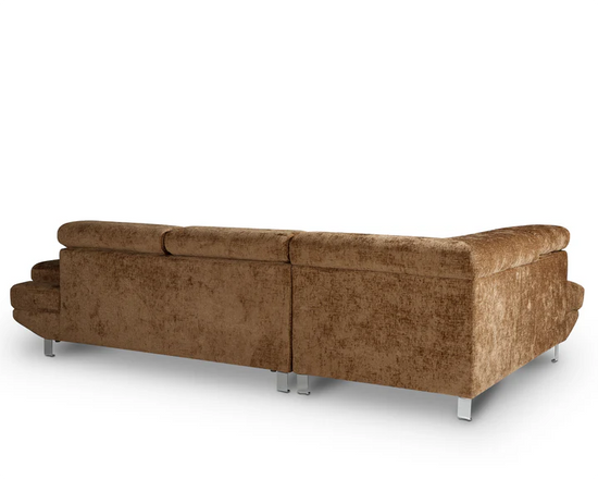 Textured Chenille Brown Right Hand Facing Corner Sofa COLLEGAMENTO