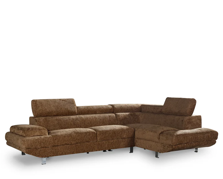 Textured Chenille Brown Right Hand Facing Corner Sofa COLLEGAMENTO