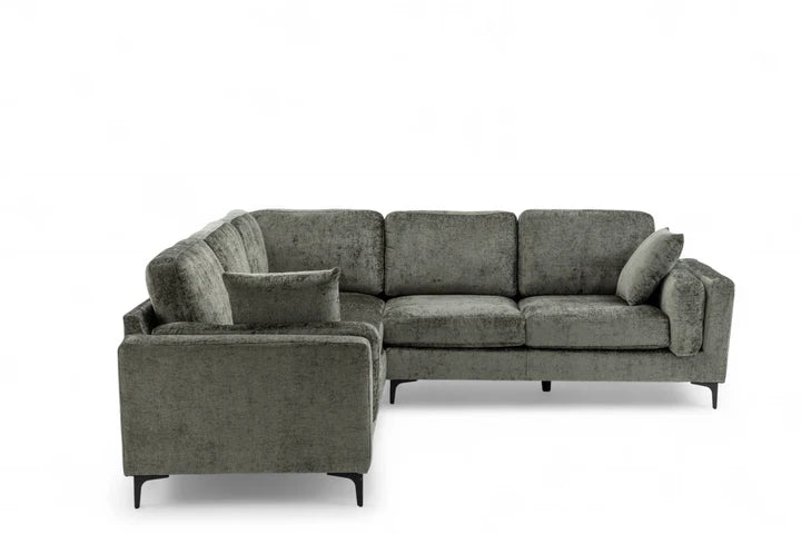 Textured Chenille Green Corner Sofa 2C2 QUARTIERE