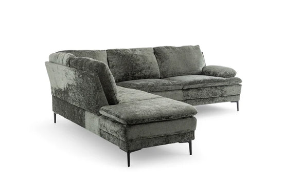 Textured Chenille Green Left Hand Facing Corner Sofa MOLO