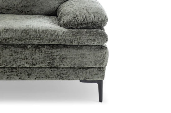 Textured Chenille Green Left Hand Facing Corner Sofa MOLO