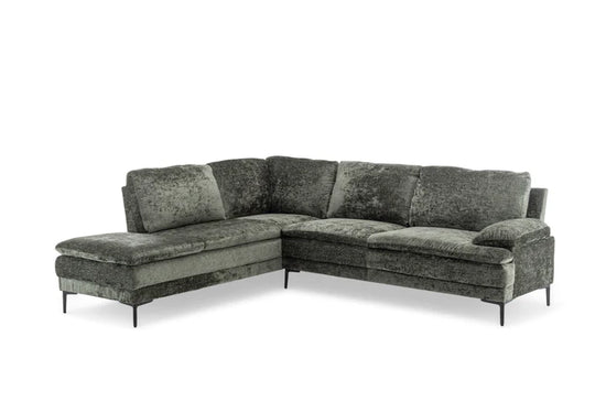Textured Chenille Green Left Hand Facing Corner Sofa MOLO