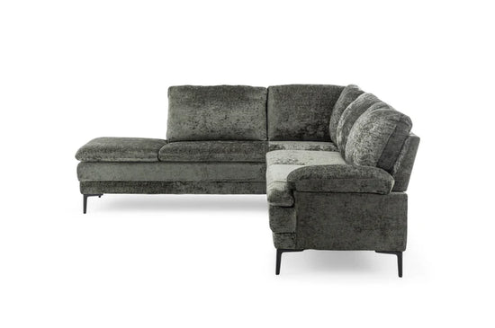Textured Chenille Green Left Hand Facing Corner Sofa MOLO