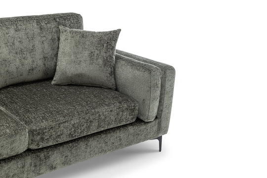 Textured Chenille Green 3 Seater Sofa QUARTIERE