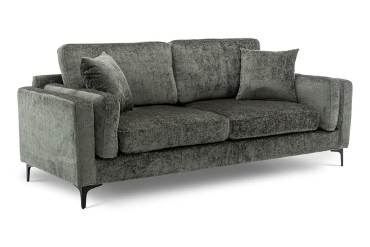 Textured Chenille Green 3 Seater Sofa QUARTIERE