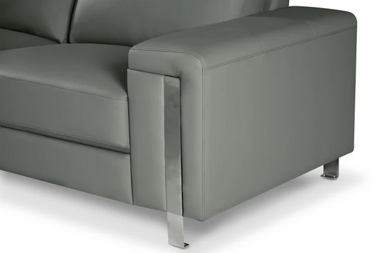 Vegan Leather Light Grey Left Hand Facing Corner Sofa ELEGANZA