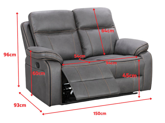 Faux Leather Grey 3 + 2 Seater Manual Recliner Sofa Set ELEGANZA