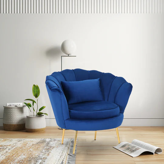 Velvet Blue 1 Seater Accent Sofa MARGHERITA