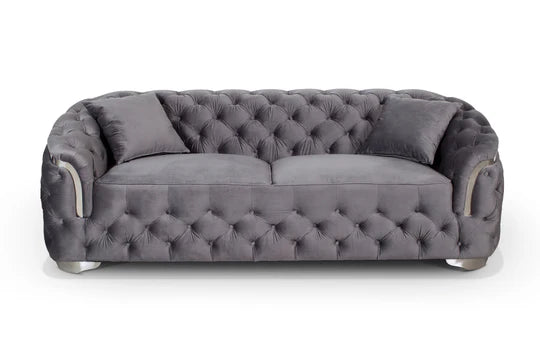 Velvet Dark Grey 3 Seater Sofa PRATO