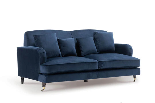 Velvet Navy Blue 3 Seater Sofa STILE