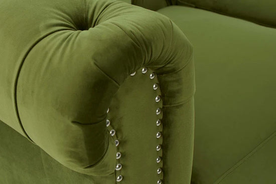 Velvet Sage Green 3 + 2 Seater Chesterfield Sofa Set With Acrylic Feet MODERNO
