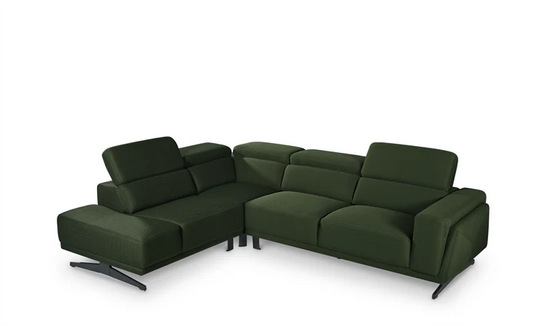 Dark Green Mesh Fabric Corner Sofa Left Hand Facing TRIONFO