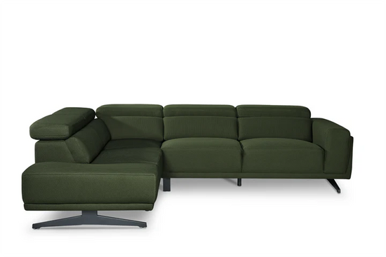 Dark Green Mesh Fabric Corner Sofa Left Hand Facing TRIONFO