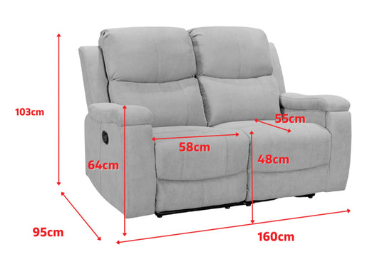 Beige Fabric 2 Seater Manual Recliner Sofa VISCONTESSE