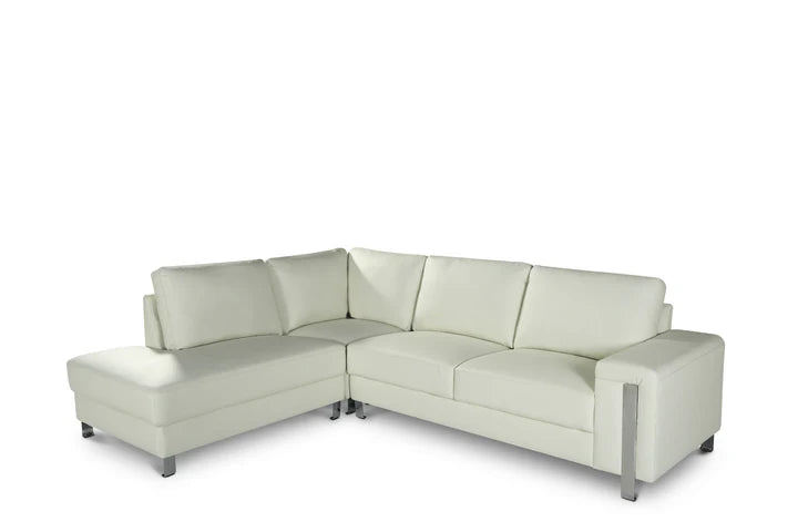 Vegan Leather White Left Hand Facing Corner Sofa ELEGANZA