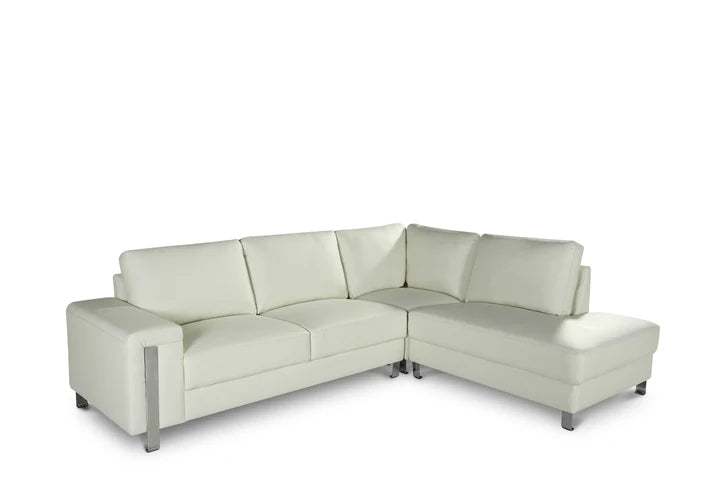 Vegan Leather White Right Hand Facing Corner Sofa ELEGANZA