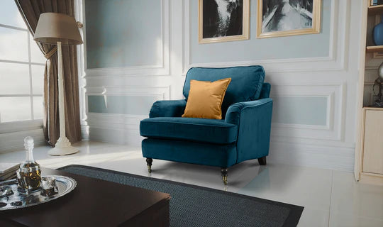 Velvet Turquoise / Teal 1 Seater Bella Sofa ASBURY (4)