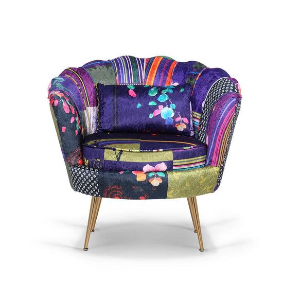 Fabric Patchwork 1 Seater Accent Sofa MARGHERITA