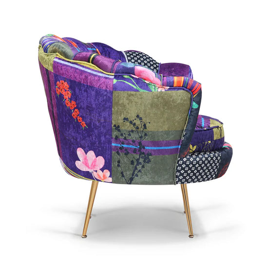 Fabric Patchwork 1 Seater Accent Sofa MARGHERITA