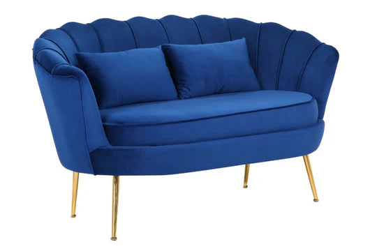 Velvet Blue 2 + 1 Seat Accent Loveseat Sofa Set MARGHERITA