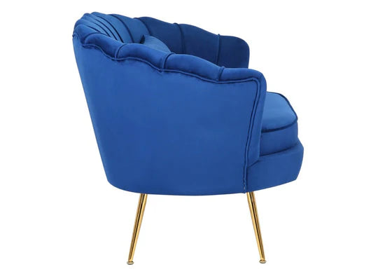 Velvet Blue 2 + 1 Seat Accent Loveseat Sofa Set MARGHERITA