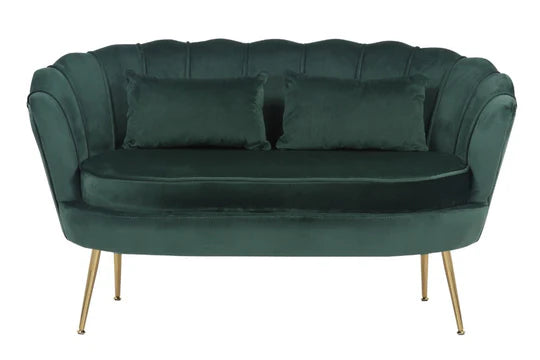 Velvet Bottle Green 2 + 1 Seat Accent Loveseat Sofa Set MARGHERITA