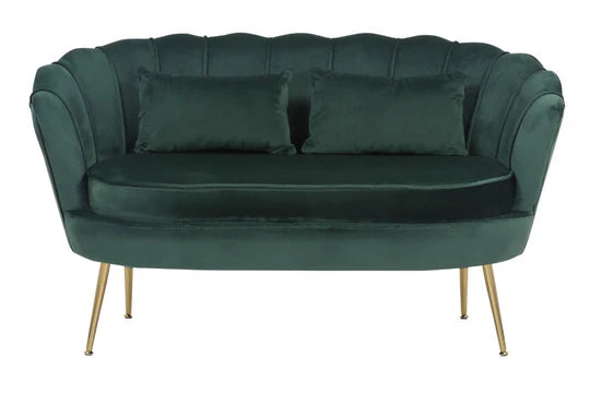 Velvet Bottle Green 2 Seater Accent Loveseat Sofa MARGHERITA