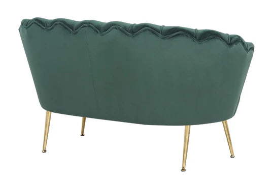 Velvet Bottle Green 2 Seater Accent Loveseat Sofa MARGHERITA