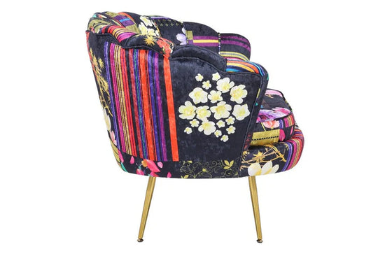 Fabric Black Patchwork 2 Seater Accent Loveseat Sofa MARGHERITA