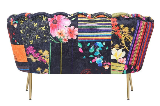 Fabric Black Patchwork 2 Seater Accent Loveseat Sofa MARGHERITA