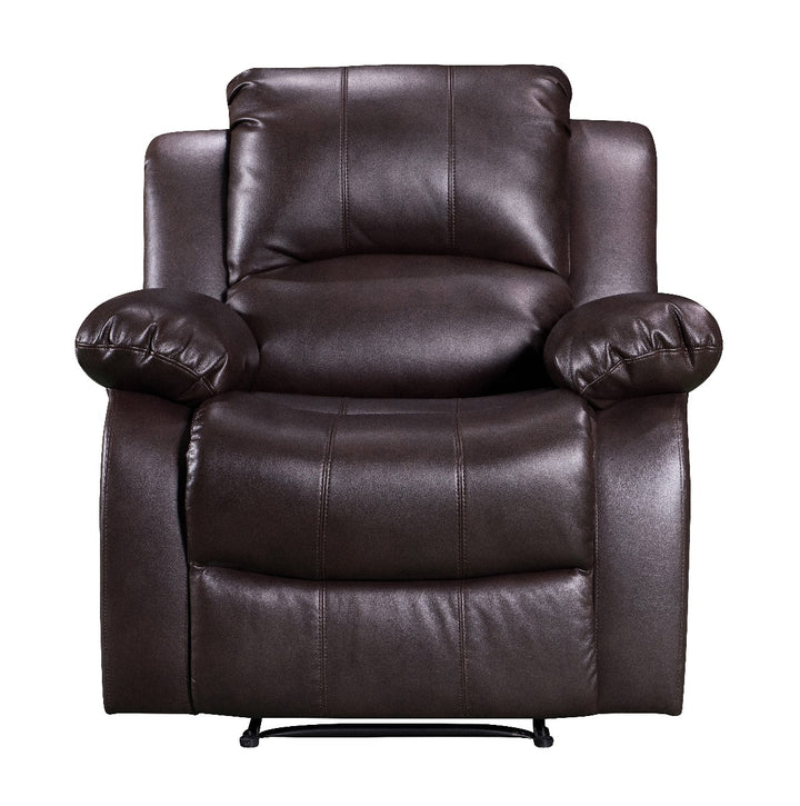 Faux Leather Brown 3 + 1 Seater Manual Recliner Sofa Set SETTEE