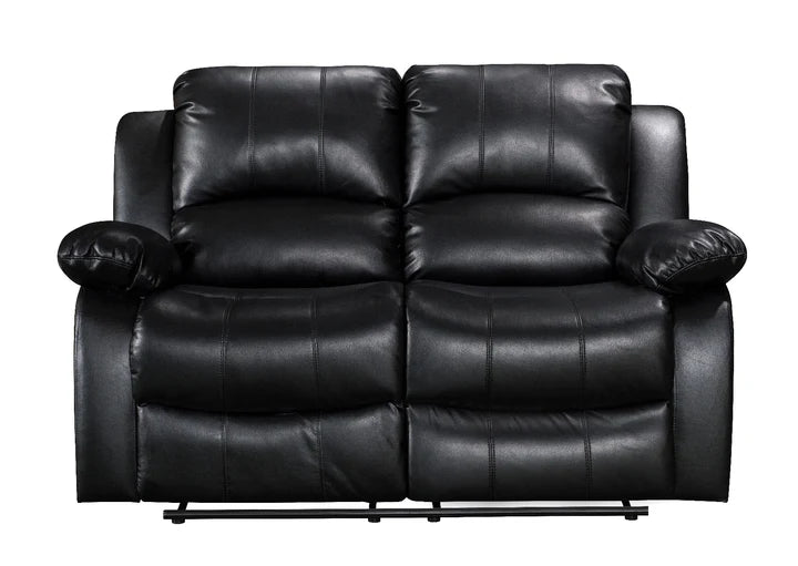 Faux Leather Black 2 Seater Manual Recliner Sofa SETTEE