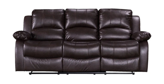 Faux Leather Brown 3 + 2 Seater Manual Recliner Sofa Set SETTEE