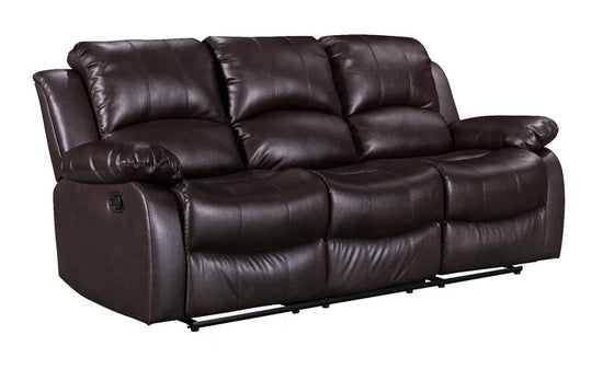 Faux Leather Brown 3 + 2 Seater Manual Recliner Sofa Set SETTEE