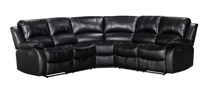 Faux Leather Black 2C2 Manual Recliner Corner Sofa SETTEE
